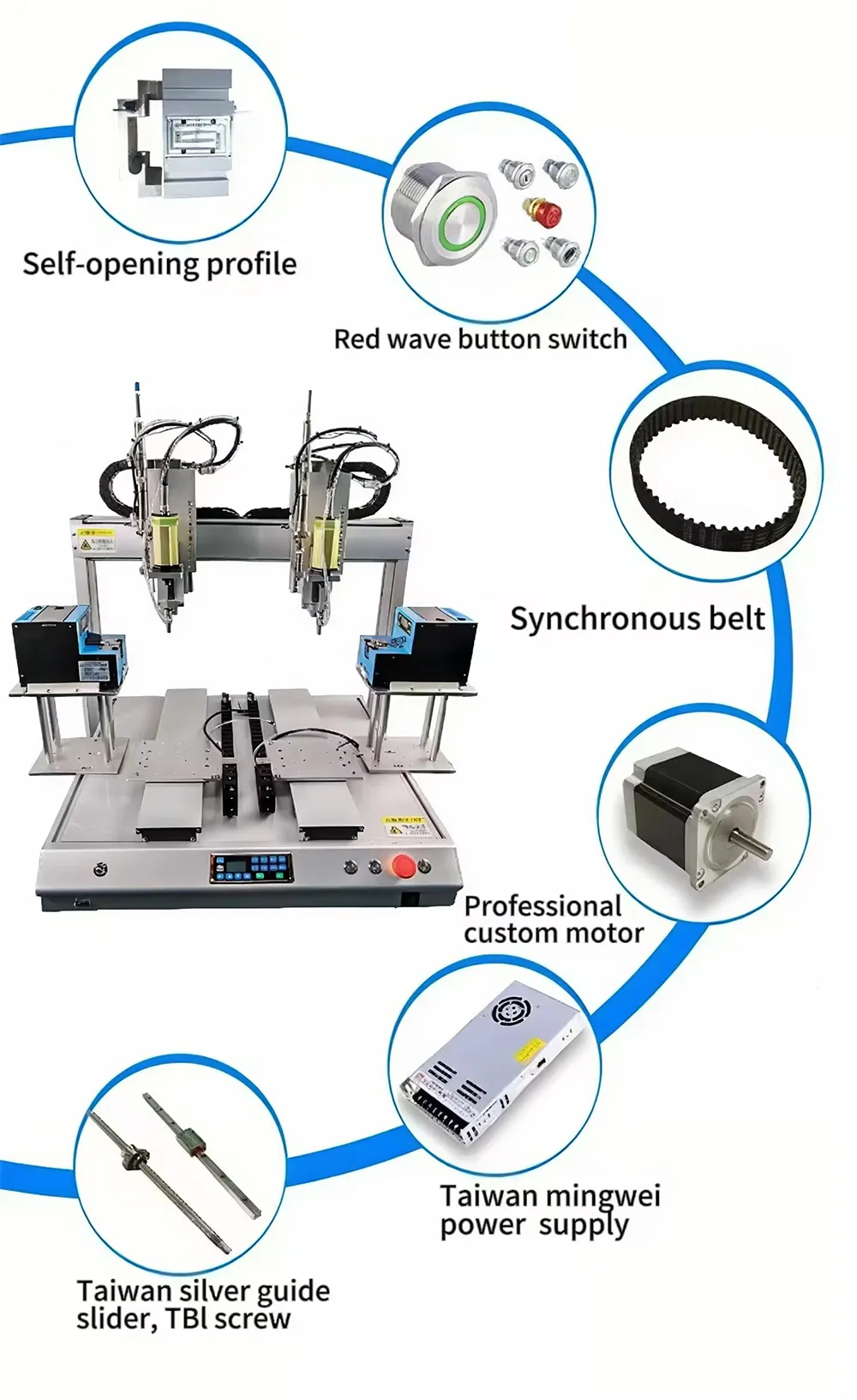 Desktop Six-Axis Automatic Screw Fitting Machine with Dual-Station and Double-Head